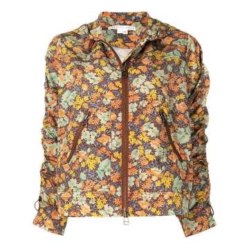 floral pattern hooded jacket