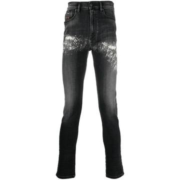 splatter-effect skinny jeans