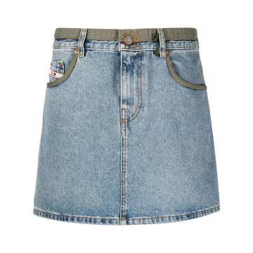 high-waist denim skirt