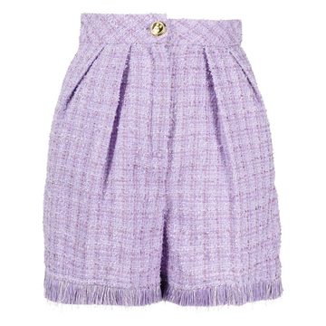 fringed-edge bouclé shorts