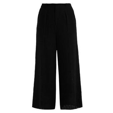 Broadgate wide-leg open-weave cotton trousers