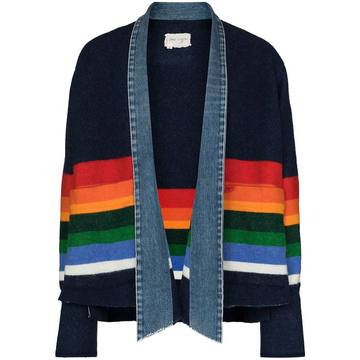 striped denim trim jacket