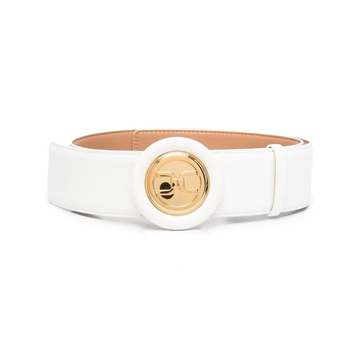 faux-leather logo buckle belt