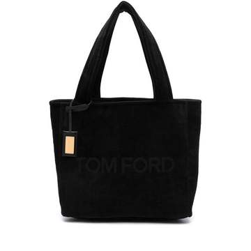 logo-embossed corduroy tote