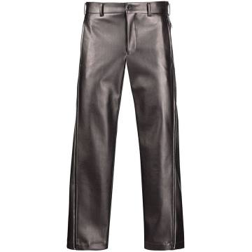 faux-leather straight-leg trousers
