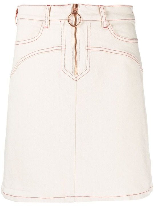 high-waisted zip denim skirt展示图