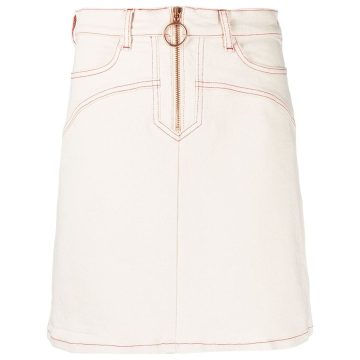 high-waisted zip denim skirt
