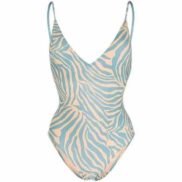 zebra-print open-back one-piece