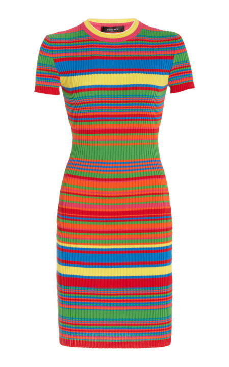 Striped Ribbed Cotton Mini Dress展示图
