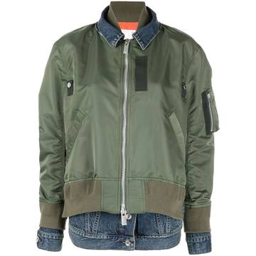 zip-up layered blouson