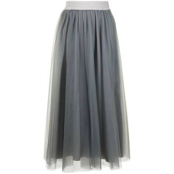 pleated tulle maxi skirt