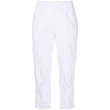 crinkle-effect cropped trousers
