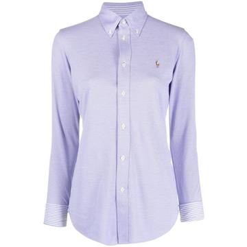 embroidered-logo button-up shirt