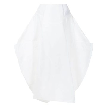 draped-puff cotton-blend skirt