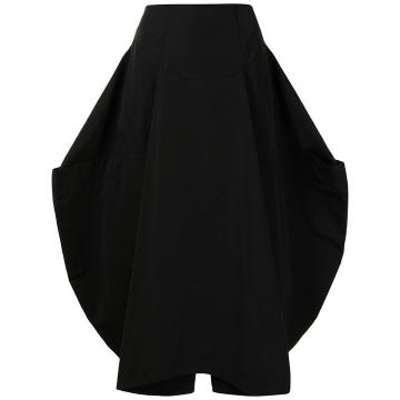 draped-puff cotton-blend skirt