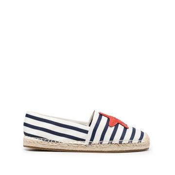 beach-date appliqué striped espadrilles