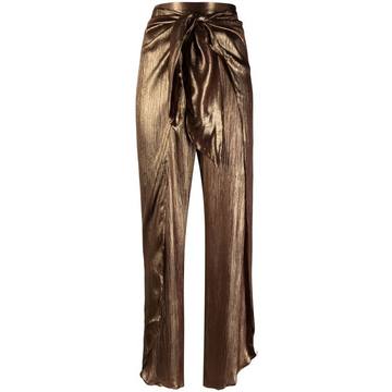 metallic-effect ruched trousers