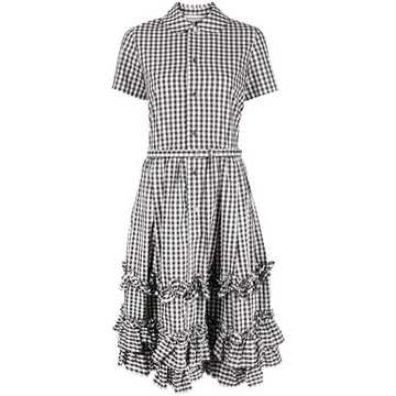 ruffled gingham shirt dress