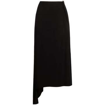 high-waisted asymmetric-hem skirt