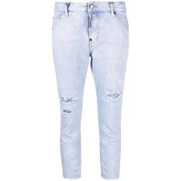 cropped distressed skinny jeans