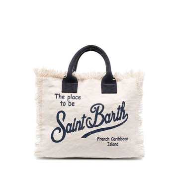 logo-print cotton beach bag