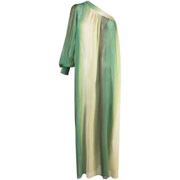 one-shoulder plissé-effect maxi dress