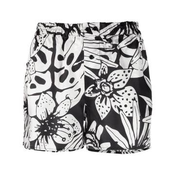 floral-print short shorts