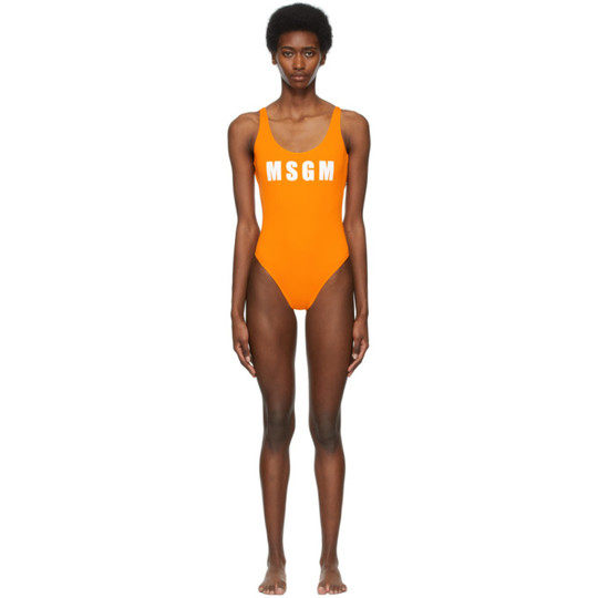 橙色徽标连体泳衣展示图