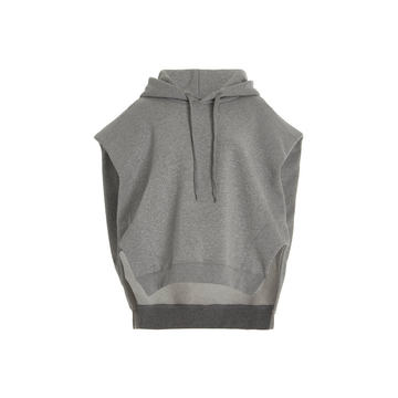 Alex Sleeveless Statement-Shoulder Cotton Hoodie