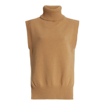 Sleeveless Wool-Blend Turtleneck Top