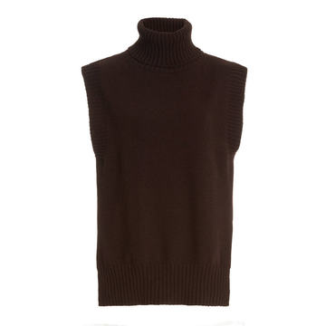 Sleeveless Wool-Blend Turtleneck Top