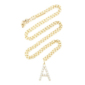 18K Yellow Gold and Diamond Confetti Letter Pendant