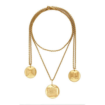 One of a Kind Van Cleef & Arpels 18K Yellow Gold Medallions on Two Gold Chains