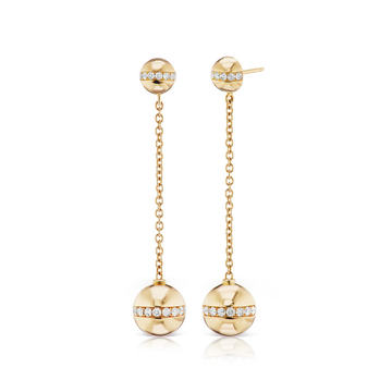 Halo 18K Yellow Gold Diamond Earrings