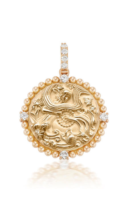 18K Yellow Gold Classic Zodiac Medallion Necklace展示图