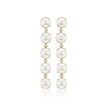 Confetti 18K Yellow Gold Pearl, Diamond Earrings