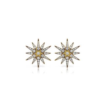 Starburst 18K Yellow Gold Diamond Earrings