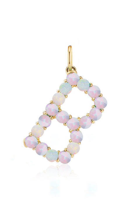 18K Yellow Gold Large Opal Confetti Letter Necklace展示图