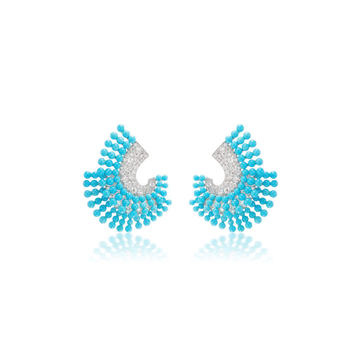 Confetti 18K White Gold Turquoise, Diamond Earrings