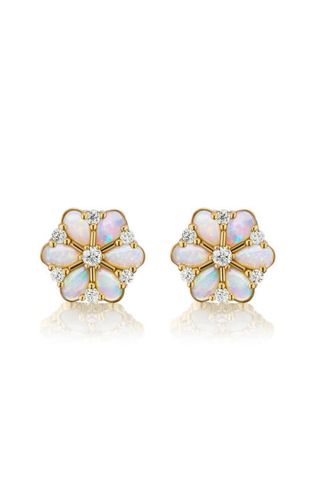 Confetti 18K Yellow Gold Opal, Diamond Earrings展示图