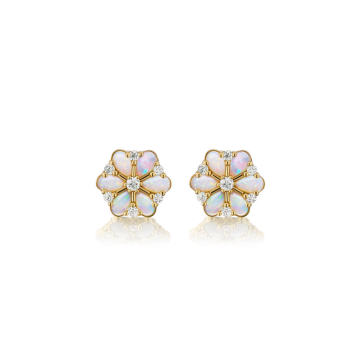 Confetti 18K Yellow Gold Opal, Diamond Earrings