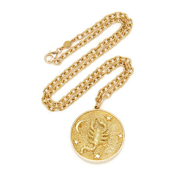 One of a Kind 18K Yellow Gold Double Sided Libra & Scorpio Medallion