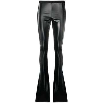 coated cotton flared-leg trousers