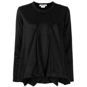 pleated flare long-sleeved top