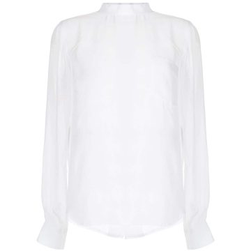 sheer rear-fastening blouse