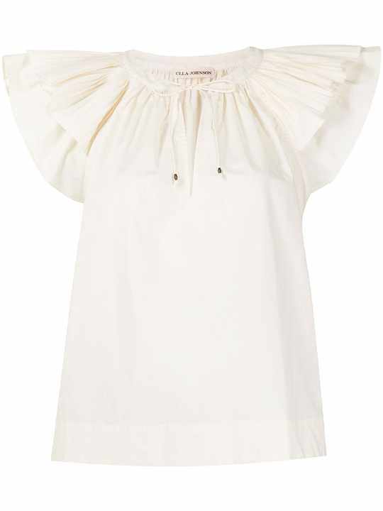 ruffled short-sleeved blouse展示图