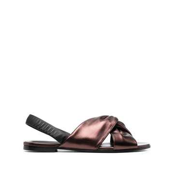 metallic knot-detail sandals