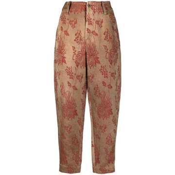 floral-brocade trousers