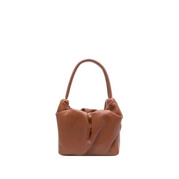 ruched leather tote bag