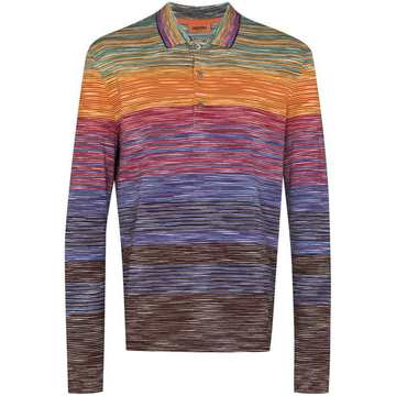 gradient-effect fine-knit polo shirt